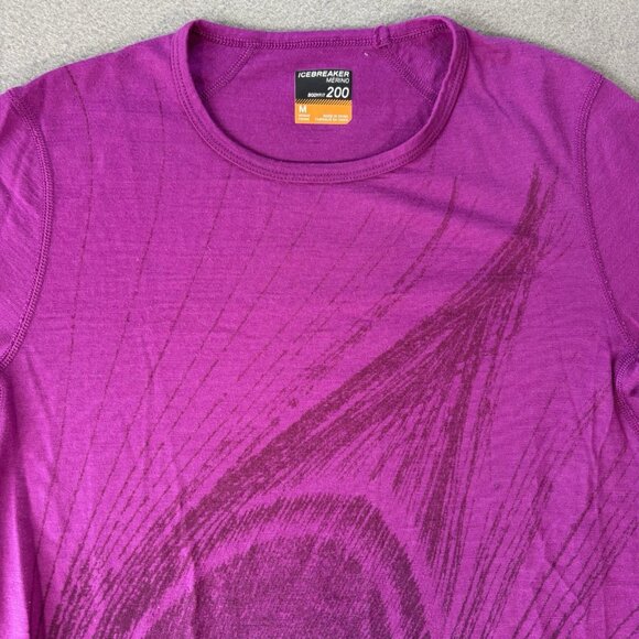 Icebreaker Merino 200 Bodyfit Long Sleeve Thermal Top Feather Purple Size Medium - Picture 2 of 14